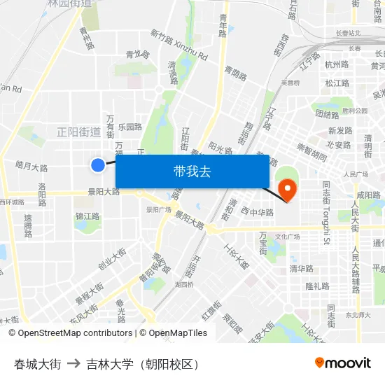 春城大街 to 吉林大学（朝阳校区） map