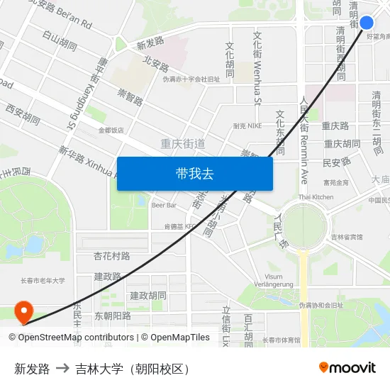 新发路 to 吉林大学（朝阳校区） map