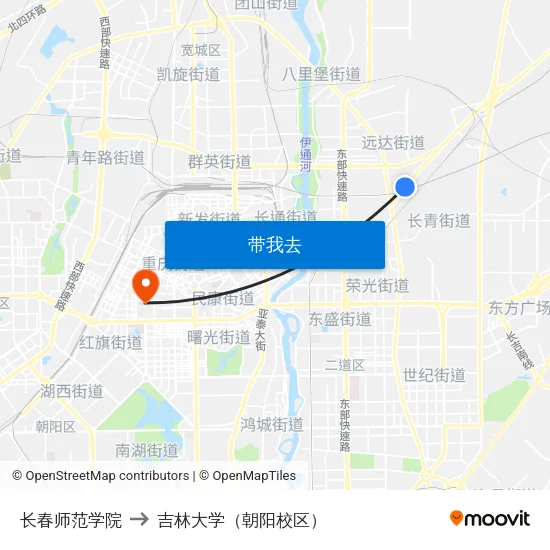 长春师范学院 to 吉林大学（朝阳校区） map