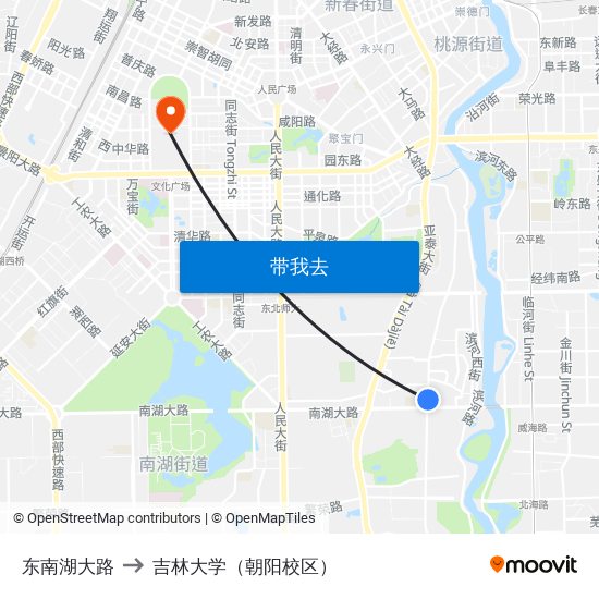 东南湖大路 to 吉林大学（朝阳校区） map