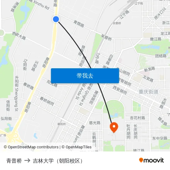 青普桥 to 吉林大学（朝阳校区） map