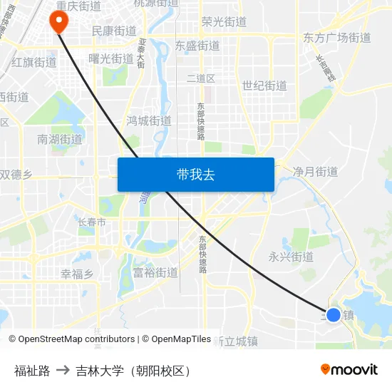 福祉路 to 吉林大学（朝阳校区） map