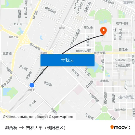 湖西桥 to 吉林大学（朝阳校区） map
