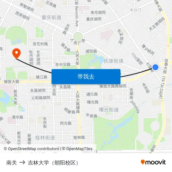 南关 to 吉林大学（朝阳校区） map