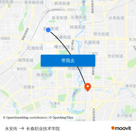 永安街 to 长春职业技术学院 map