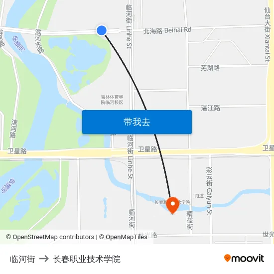 临河街 to 长春职业技术学院 map