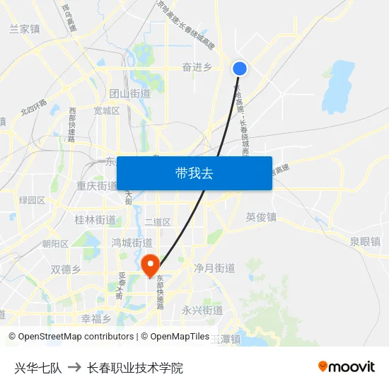 兴华七队 to 长春职业技术学院 map