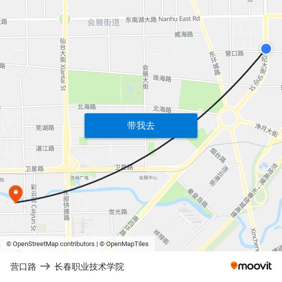 营口路 to 长春职业技术学院 map