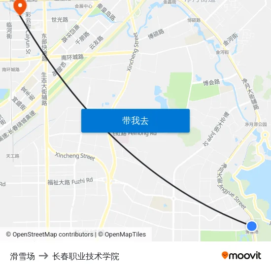 滑雪场 to 长春职业技术学院 map