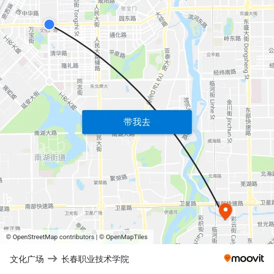 文化广场 to 长春职业技术学院 map