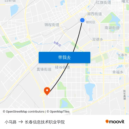 小马路 to 长春信息技术职业学院 map