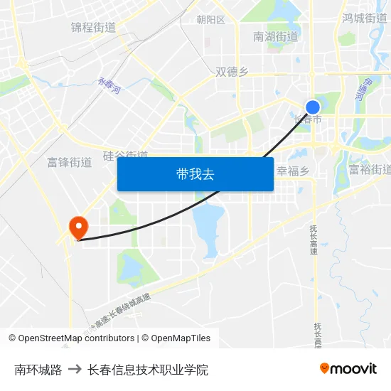 南环城路 to 长春信息技术职业学院 map
