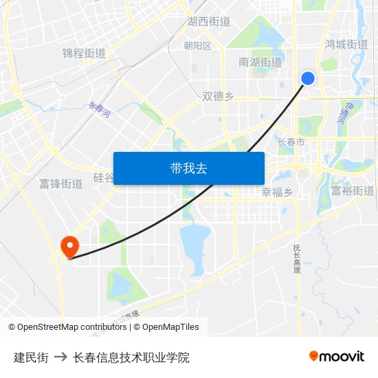 建民街 to 长春信息技术职业学院 map