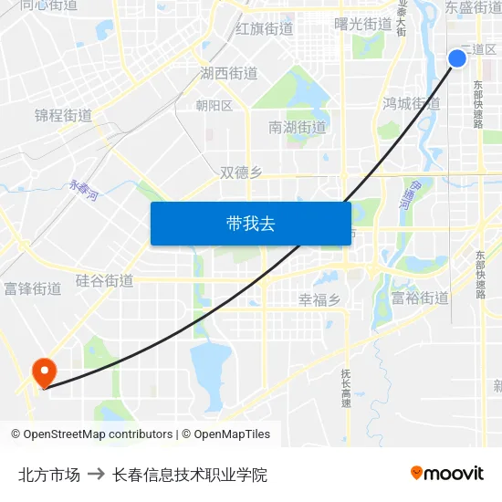 北方市场 to 长春信息技术职业学院 map