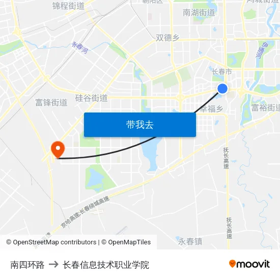 南四环路 to 长春信息技术职业学院 map