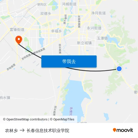 农林乡 to 长春信息技术职业学院 map