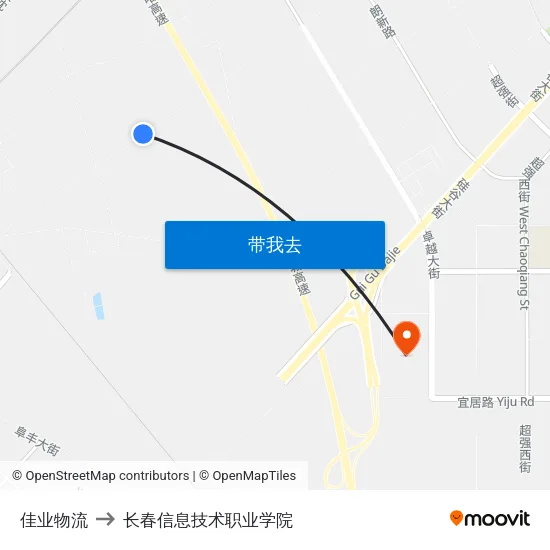佳业物流 to 长春信息技术职业学院 map