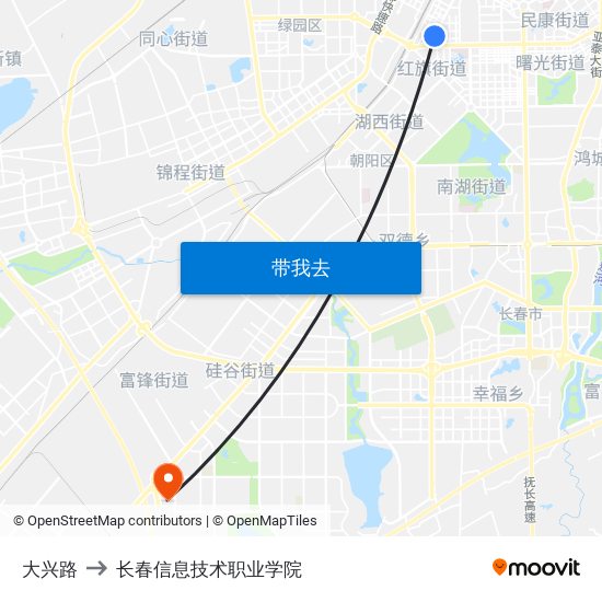 大兴路 to 长春信息技术职业学院 map