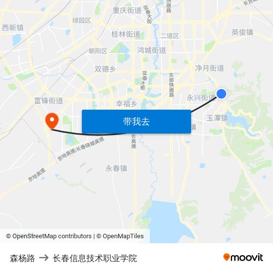 森杨路 to 长春信息技术职业学院 map