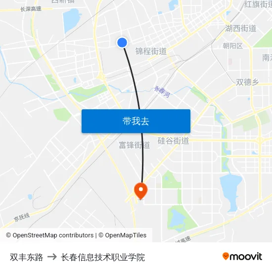 双丰东路 to 长春信息技术职业学院 map