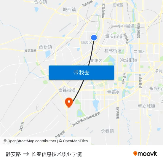 静安路 to 长春信息技术职业学院 map