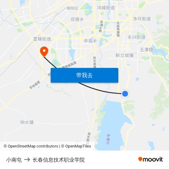 小南屯 to 长春信息技术职业学院 map