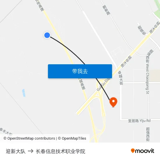 迎新大队 to 长春信息技术职业学院 map