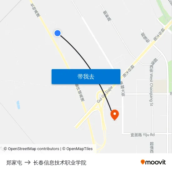 郑家屯 to 长春信息技术职业学院 map