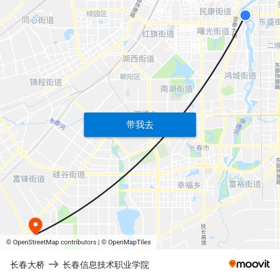 长春大桥 to 长春信息技术职业学院 map