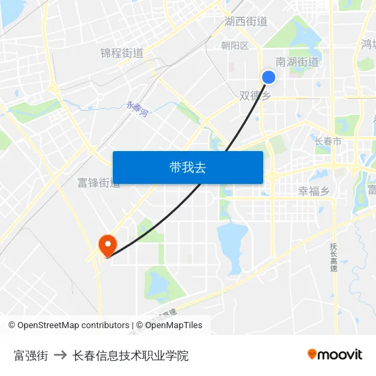 富强街 to 长春信息技术职业学院 map