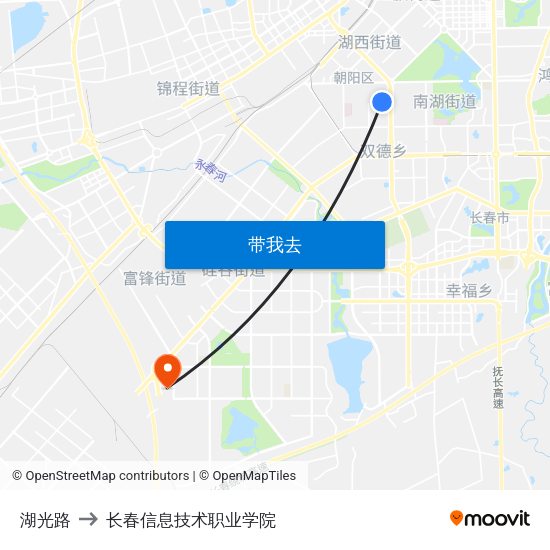 湖光路 to 长春信息技术职业学院 map