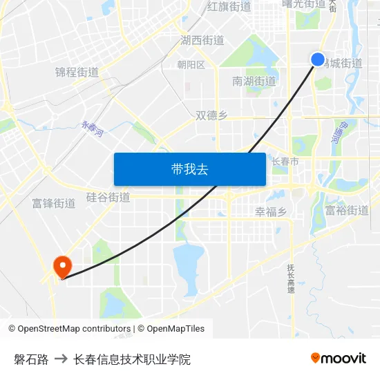磐石路 to 长春信息技术职业学院 map