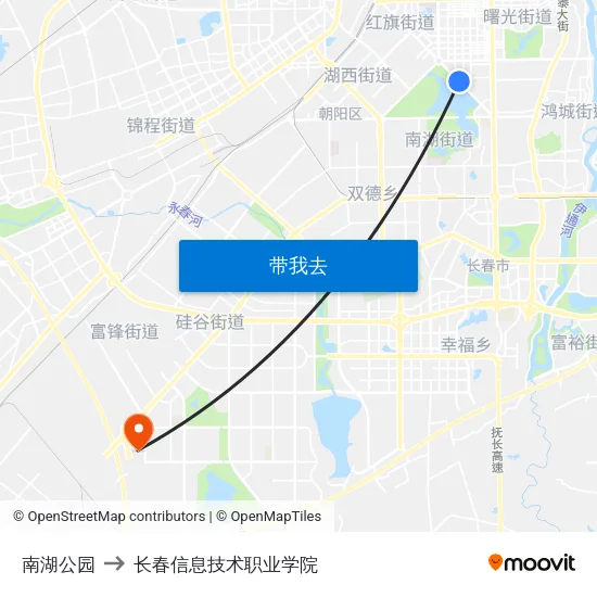 南湖公园 to 长春信息技术职业学院 map
