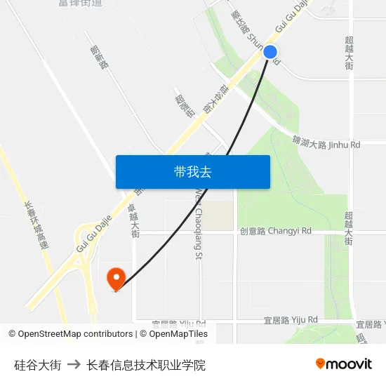 硅谷大街 to 长春信息技术职业学院 map