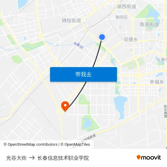 光谷大街 to 长春信息技术职业学院 map