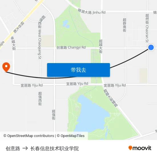 创意路 to 长春信息技术职业学院 map