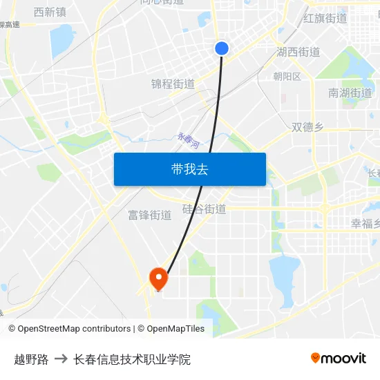 越野路 to 长春信息技术职业学院 map