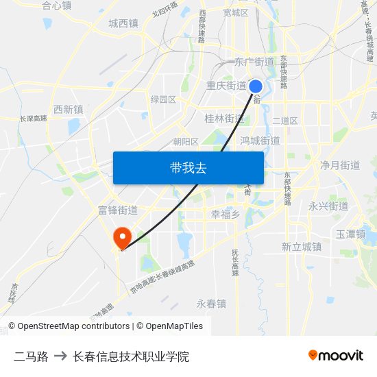 二马路 to 长春信息技术职业学院 map