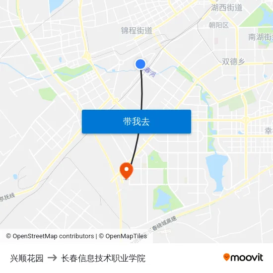 兴顺花园 to 长春信息技术职业学院 map