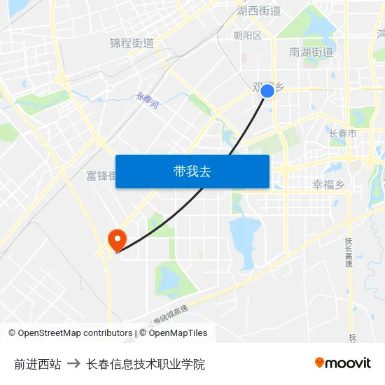 前进西站 to 长春信息技术职业学院 map