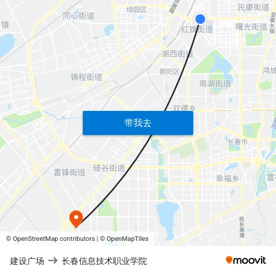 建设广场 to 长春信息技术职业学院 map