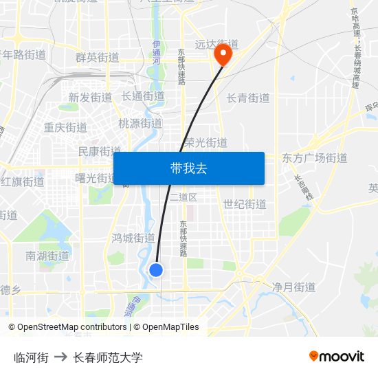 临河街 to 长春师范大学 map
