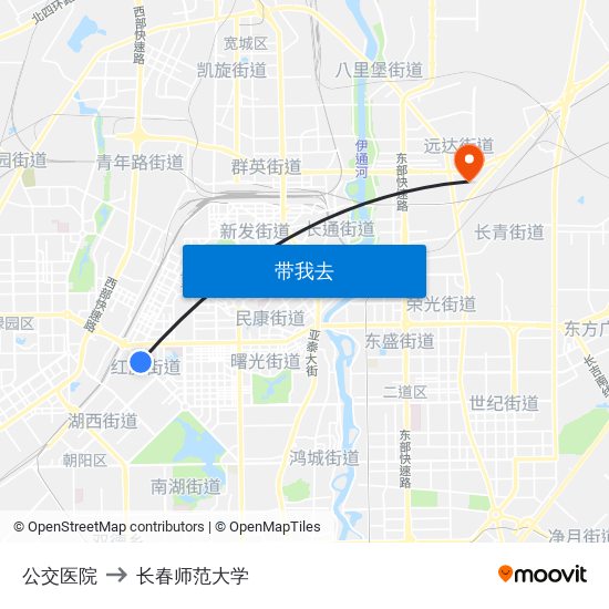 公交医院 to 长春师范大学 map