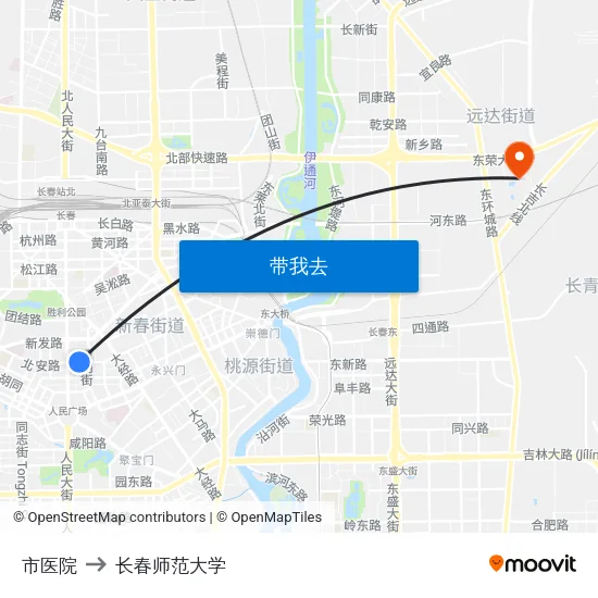 市医院 to 长春师范大学 map
