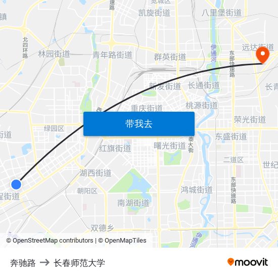 奔驰路 to 长春师范大学 map