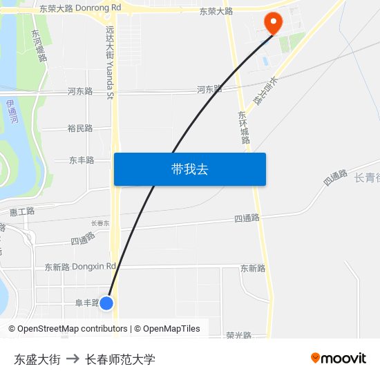 东盛大街 to 长春师范大学 map