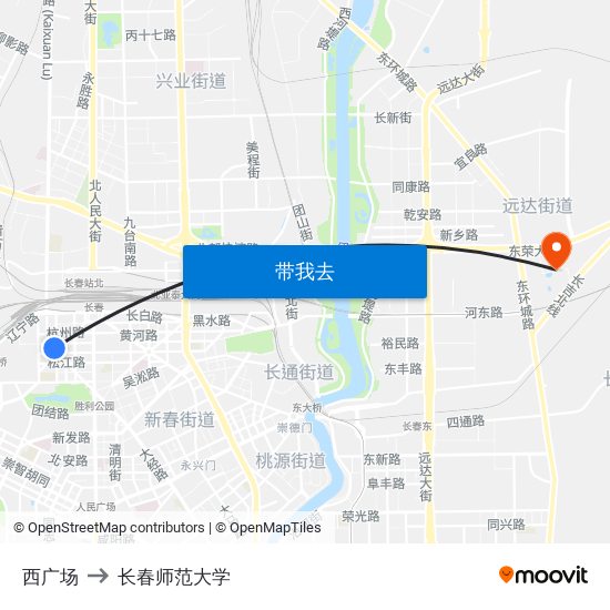 西广场 to 长春师范大学 map