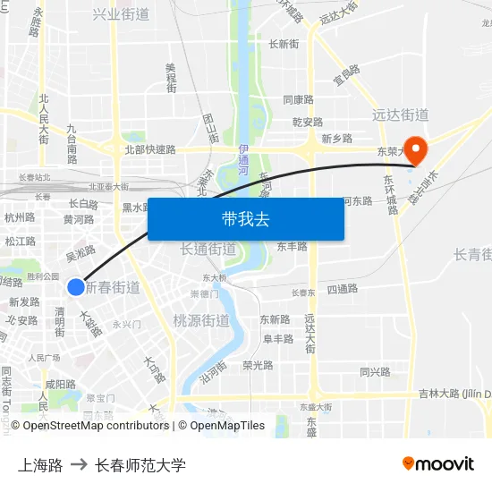 上海路 to 长春师范大学 map