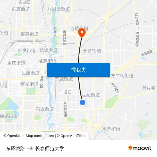 东环城路 to 长春师范大学 map