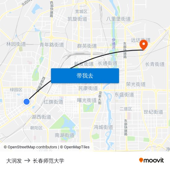 大润发 to 长春师范大学 map